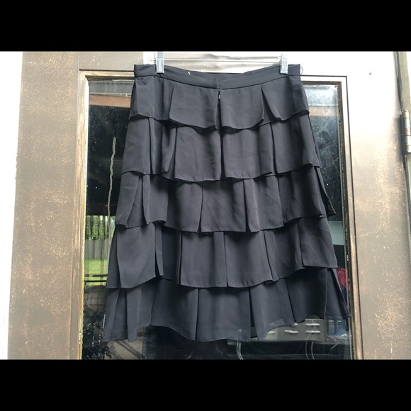 Chettab Evening Black Ruffle Midi Skirt Size 10 - Picture 10 of 11